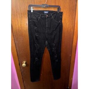 Wax Jeans Womens Black Ripped Skinny Jeans Size 11/30